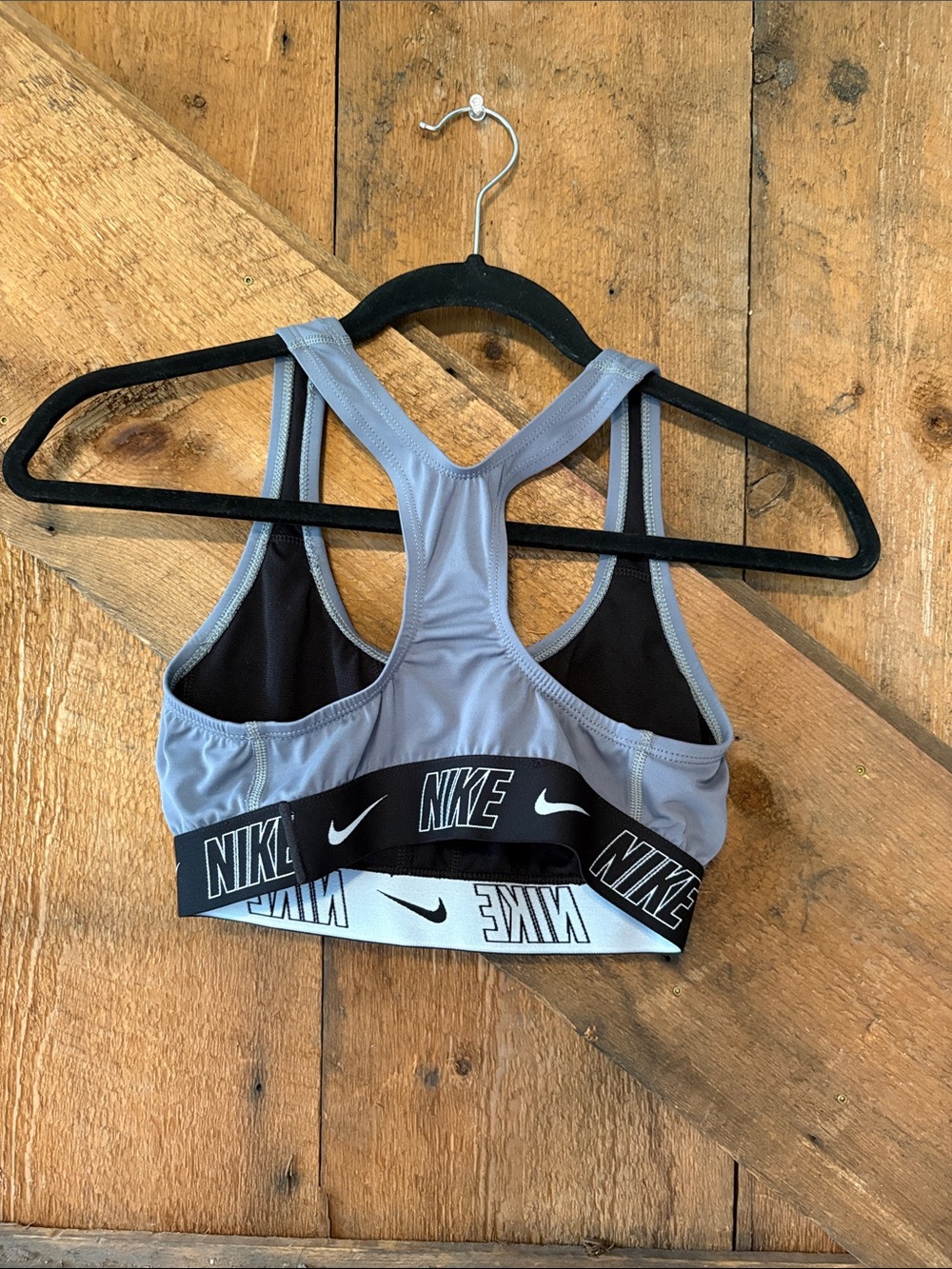 Nike Gray Racerback Sports Bra with Branded Elastic Band - Picture 2 of 3